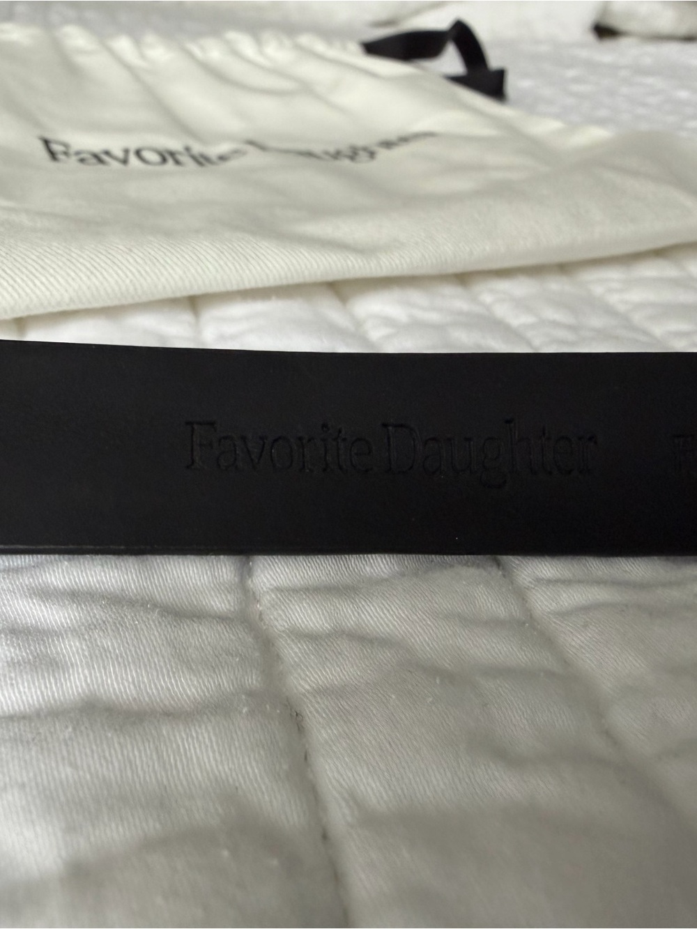 Favorite Daughter Black Embossed Logo Belt